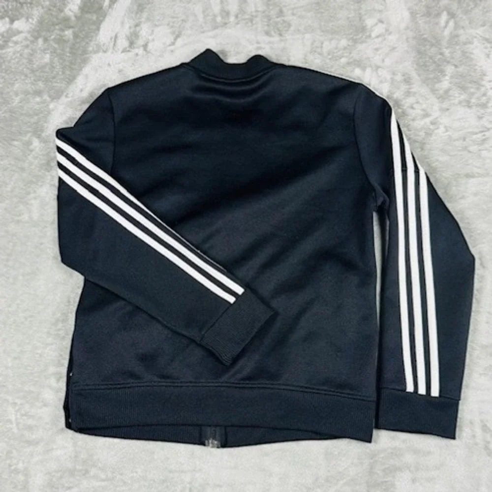 Adidas Track Jacket Womens Medium Black Full Zip 3-Stripe Athletic‎ Bomber Style